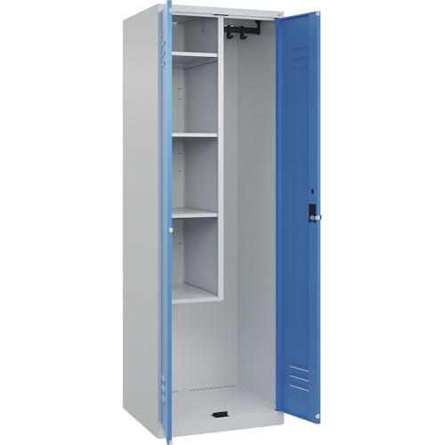 C + P Möbelsysteme C+P | Putzmittelspind Classic Plus | 1 Abteil | Trennwand mittig | verkürzt | lichtgrau/lichtblau | B 600 mm | mit Bodengleitern | Drehriegel C + P Möbelsysteme C+P | Putzmittelspind Classic Plus | 1 Abteil | Trennwand mittig | verkürzt | lichtgrau/lichtblau | B 600 mm | mit Bodengleitern | Drehriegel von C + P Möbelsysteme