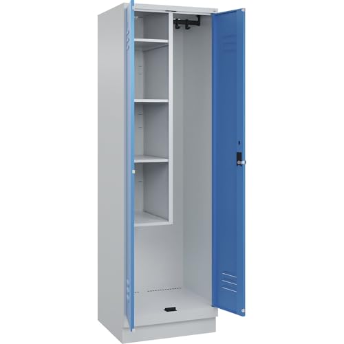 C + P Möbelsysteme C+P | Putzmittelspind Classic Plus | 1 Abteil | Trennwand mittig | verkürzt | lichtgrau/lichtblau | B 600 mm | mit Bodensockel | Drehriegel C + P Möbelsysteme C+P | Putzmittelspind Classic Plus | 1 Abteil | Trennwand mittig | verkürzt | lichtgrau/lichtblau | B 600 mm | mit Bodensockel | Drehriegel von C + P Möbelsysteme