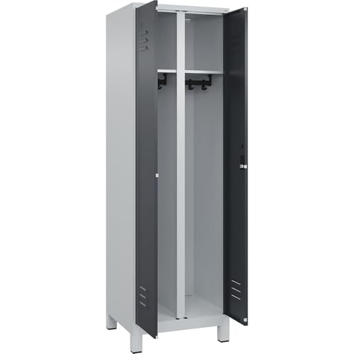 C + P Möbelsysteme C+P | Schwarz-Weiß-Spind Classic Plus | 1 Abteil | lichtgrau/grau | HxB 1950 x 600 mm | mit Füßen | Zylinderschloss von C + P Möbelsysteme
