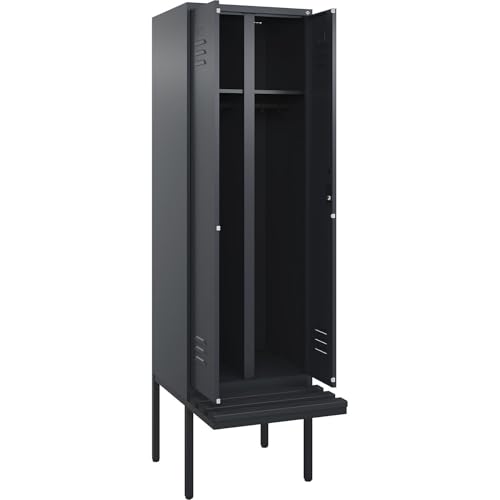 C + P Möbelsysteme C+P | Schwarz-Weiß-Spind Classic Plus Sitzbank | 1 Abteil | grau | B 600 mm | Zylinderschloss | auskragend | Kunststoff von C + P Möbelsysteme