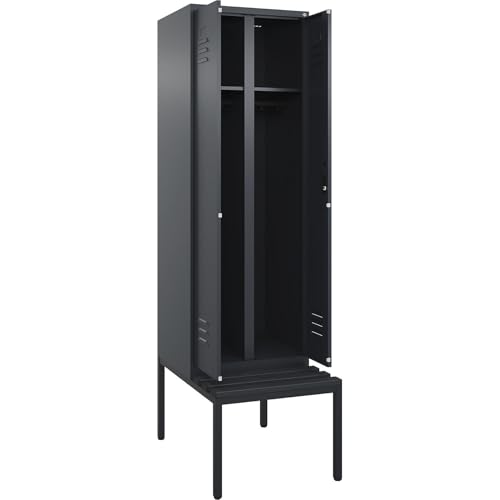 C + P Möbelsysteme C+P | Schwarz-Weiß-Spind Classic Plus Sitzbank | 1 Abteil | grau | B 600 mm | Zylinderschloss | untergebaut | Kunststoff von C + P Möbelsysteme