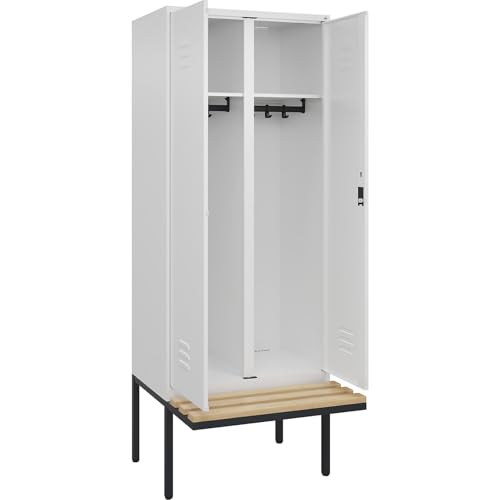 C + P Möbelsysteme C+P | Schwarz-Weiß-Spind Classic Plus Sitzbank | 1 Abteil | verkehrsweiß | B 800 mm | Zylinderschloss | auskragend | Buche-Hartholz C + P Möbelsysteme C+P | Schwarz-Weiß-Spind Classic Plus Sitzbank | 1 Abteil | verkehrsweiß | B 800 mm | Zylinderschloss | auskragend | Buche-Hartholz von C + P Möbelsysteme