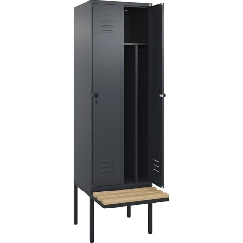 C + P Möbelsysteme C+P | Schwarz-Weiß-Spind Classic Plus Sitzbank | schmal | 2 Abteile | Trennwand verkürzt | grau | B 600 mm | Sicherheits-Drehriegel | auskragend | Buche-Hartholz C + P Möbelsysteme C+P | Schwarz-Weiß-Spind Classic Plus Sitzbank | schmal | 2 Abteile | Trennwand verkürzt | grau | B 600 mm | Sicherheits-Drehriegel | auskragend | Buche-Hartholz von C + P Möbelsysteme