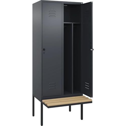 C + P Möbelsysteme C+P | Schwarz-Weiß-Spind Classic Plus Sitzbank | schmal | 2 Abteile | Trennwand verkürzt | grau | B 800 mm | Sicherheits-Drehriegel | auskragend | Buche-Hartholz C + P Möbelsysteme C+P | Schwarz-Weiß-Spind Classic Plus Sitzbank | schmal | 2 Abteile | Trennwand verkürzt | grau | B 800 mm | Sicherheits-Drehriegel | auskragend | Buche-Hartholz von C + P Möbelsysteme