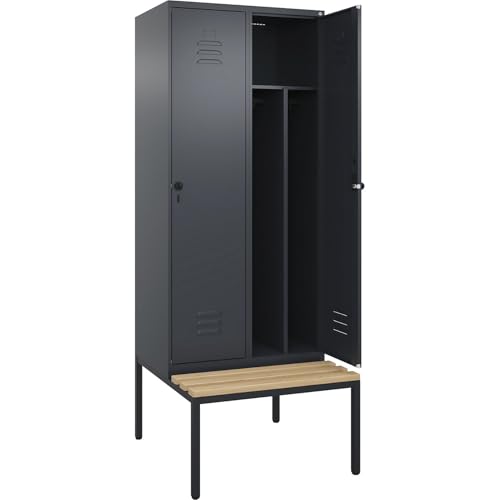 C + P Möbelsysteme C+P | Schwarz-Weiß-Spind Classic Plus Sitzbank | schmal | 2 Abteile | Trennwand verkürzt | grau | B 800 mm | Sicherheits-Drehriegel | untergebaut | Buche-Hartholz C + P Möbelsysteme C+P | Schwarz-Weiß-Spind Classic Plus Sitzbank | schmal | 2 Abteile | Trennwand verkürzt | grau | B 800 mm | Sicherheits-Drehriegel | untergebaut | Buche-Hartholz von C + P Möbelsysteme