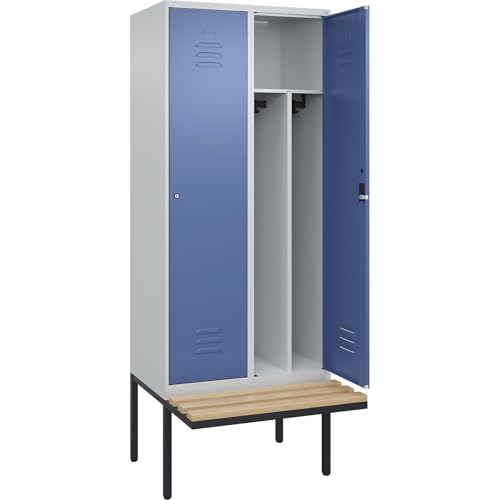 C + P Möbelsysteme C+P | Schwarz-Weiß-Spind Classic Plus Sitzbank | schmal | 2 Abteile | Trennwand verkürzt | lichtgrau/fernblau | B 800 mm | Zylinderschloss | auskragend | Buche-Hartholz C + P Möbelsysteme C+P | Schwarz-Weiß-Spind Classic Plus Sitzbank | schmal | 2 Abteile | Trennwand verkürzt | lichtgrau/fernblau | B 800 mm | Zylinderschloss | auskragend | Buche-Hartholz von C + P Möbelsysteme