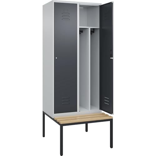 C + P Möbelsysteme C+P | Schwarz-Weiß-Spind Classic Plus Sitzbank | schmal | 2 Abteile | Trennwand verkürzt | lichtgrau/grau | B 800 mm | Zylinderschloss | untergebaut | Buche-Hartholz C + P Möbelsysteme C+P | Schwarz-Weiß-Spind Classic Plus Sitzbank | schmal | 2 Abteile | Trennwand verkürzt | lichtgrau/grau | B 800 mm | Zylinderschloss | untergebaut | Buche-Hartholz von C + P Möbelsysteme
