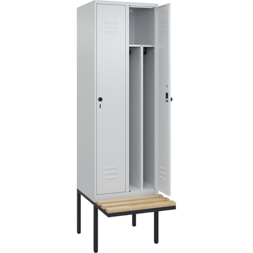 C + P Möbelsysteme C+P | Schwarz-Weiß-Spind Classic Plus Sitzbank | schmal | 2 Abteile | Trennwand verkürzt | lichtgrau | B 600 mm | Sicherheits-Drehriegel | auskragend | Buche-Hartholz C + P Möbelsysteme C+P | Schwarz-Weiß-Spind Classic Plus Sitzbank | schmal | 2 Abteile | Trennwand verkürzt | lichtgrau | B 600 mm | Sicherheits-Drehriegel | auskragend | Buche-Hartholz von C + P Möbelsysteme