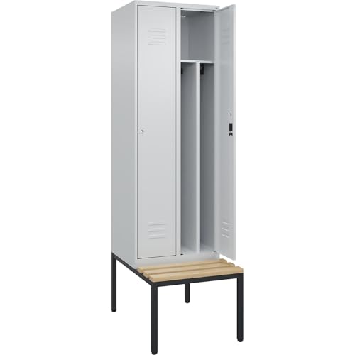 C + P Möbelsysteme C+P | Schwarz-Weiß-Spind Classic Plus Sitzbank | schmal | 2 Abteile | Trennwand verkürzt | lichtgrau | B 600 mm | Zylinderschloss | untergebaut | Buche-Hartholz C + P Möbelsysteme C+P | Schwarz-Weiß-Spind Classic Plus Sitzbank | schmal | 2 Abteile | Trennwand verkürzt | lichtgrau | B 600 mm | Zylinderschloss | untergebaut | Buche-Hartholz von C + P Möbelsysteme