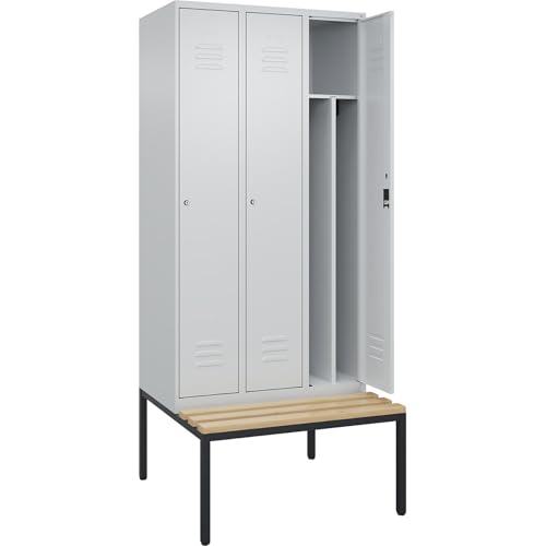 C + P Möbelsysteme C+P | Schwarz-Weiß-Spind Classic Plus Sitzbank | schmal | 3 Abteile | Trennwand verkürzt | lichtgrau | B 900 mm | Zylinderschloss | untergebaut | Buche-Hartholz C + P Möbelsysteme C+P | Schwarz-Weiß-Spind Classic Plus Sitzbank | schmal | 3 Abteile | Trennwand verkürzt | lichtgrau | B 900 mm | Zylinderschloss | untergebaut | Buche-Hartholz von C + P Möbelsysteme