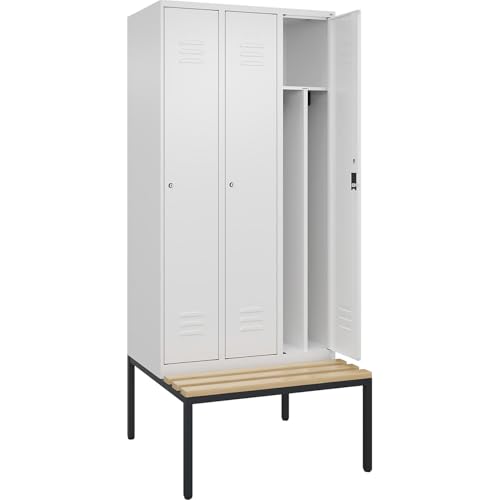 C + P Möbelsysteme C+P | Schwarz-Weiß-Spind Classic Plus Sitzbank | schmal | 3 Abteile | Trennwand verkürzt | verkehrsweiß | B 900 mm | Zylinderschloss | untergebaut | Buche-Hartholz C + P Möbelsysteme C+P | Schwarz-Weiß-Spind Classic Plus Sitzbank | schmal | 3 Abteile | Trennwand verkürzt | verkehrsweiß | B 900 mm | Zylinderschloss | untergebaut | Buche-Hartholz von C + P Möbelsysteme