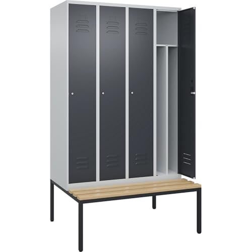 C + P Möbelsysteme C+P | Schwarz-Weiß-Spind Classic Plus Sitzbank | schmal | 4 Abteile | Trennwand verkürzt | lichtgrau/grau | B 1200 mm | Zylinderschloss | untergebaut | Buche-Hartholz C + P Möbelsysteme C+P | Schwarz-Weiß-Spind Classic Plus Sitzbank | schmal | 4 Abteile | Trennwand verkürzt | lichtgrau/grau | B 1200 mm | Zylinderschloss | untergebaut | Buche-Hartholz von C + P Möbelsysteme