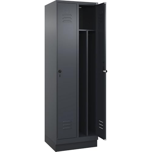 C + P Möbelsysteme C+P | Schwarz-Weiß-Spind Classic Plus | schmal | 2 Abteile | Trennwand verkürzt | grau | B 600 mm | mit Bodensockel | Drehriegel | Trennwand mittig C + P Möbelsysteme C+P | Schwarz-Weiß-Spind Classic Plus | schmal | 2 Abteile | Trennwand verkürzt | grau | B 600 mm | mit Bodensockel | Drehriegel | Trennwand mittig von C + P Möbelsysteme