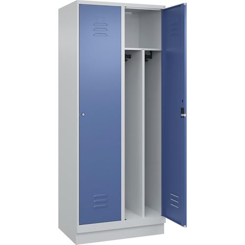 C + P Möbelsysteme C+P | Schwarz-Weiß-Spind Classic Plus | schmal | 2 Abteile | Trennwand verkürzt | lichtgrau/fernblau | B 800 mm | mit Bodensockel | Zylinderschloss | Trennwand mittig C + P Möbelsysteme C+P | Schwarz-Weiß-Spind Classic Plus | schmal | 2 Abteile | Trennwand verkürzt | lichtgrau/fernblau | B 800 mm | mit Bodensockel | Zylinderschloss | Trennwand mittig von C + P Möbelsysteme