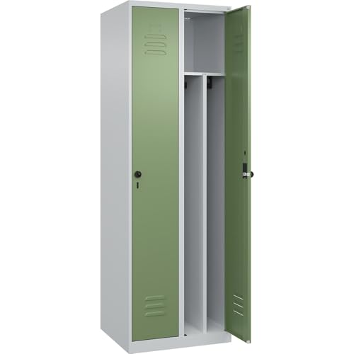 C + P Möbelsysteme C+P | Schwarz-Weiß-Spind Classic Plus | schmal | 2 Abteile | Trennwand verkürzt | lichtgrau/resedagrün | B 600 mm | mit Bodengleitern | Drehriegel | Trennwand mittig C + P Möbelsysteme C+P | Schwarz-Weiß-Spind Classic Plus | schmal | 2 Abteile | Trennwand verkürzt | lichtgrau/resedagrün | B 600 mm | mit Bodengleitern | Drehriegel | Trennwand mittig von C + P Möbelsysteme