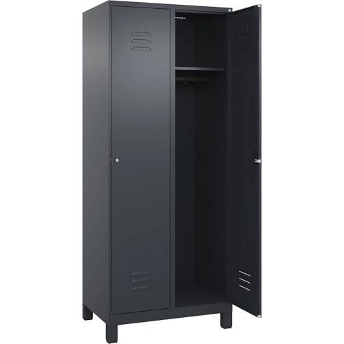 C + P Möbelsysteme C+P | Spind Classic Plus | 2 Abteile | grau | B 800 mm | mit Füßen | Zylinderschloss C + P Möbelsysteme C+P | Spind Classic Plus | 2 Abteile | grau | B 800 mm | mit Füßen | Zylinderschloss von C + P Möbelsysteme