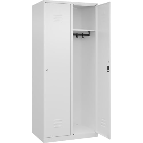 C + P Möbelsysteme C+P | Spind Classic Plus | 2 Abteile | verkehrsweiß | B 800 mm | mit Bodengleitern | Zylinderschloss von C + P Möbelsysteme