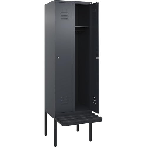 C + P Möbelsysteme C+P | Spind Classic Plus Sitzbank | 2 Abteile | grau | B 600 mm | Zylinderschloss | auskragend | Kunststoff C + P Möbelsysteme C+P | Spind Classic Plus Sitzbank | 2 Abteile | grau | B 600 mm | Zylinderschloss | auskragend | Kunststoff von C + P Möbelsysteme