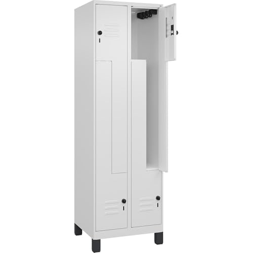 C + P Möbelsysteme C+P | Z-Spind Classic Plus | 2 Abteile | verkehrsweiß | B 600 mm | mit Füßen | Drehriegel von C + P Möbelsysteme