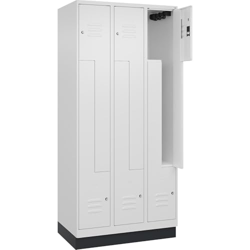 C + P Möbelsysteme C+P | Z-Spind Classic Plus | 3 Abteile | verkehrsweiß | B 900 mm | mit Bodensockel | Zylinderschloss von C + P Möbelsysteme