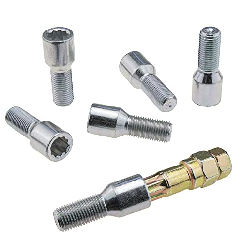 16x Felgenschloss Radschraube Sternschraube M14x1,5 55mm Längenauswahl Kompatibel mit VW Audi Mercedes von C CARBONADO