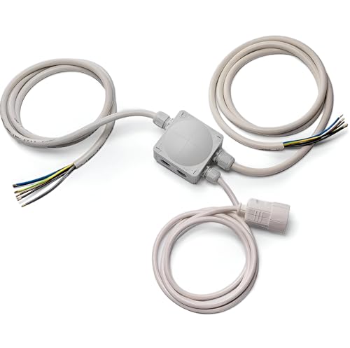 Küchenanschlussbox-Set, Splitter-Box mit 2m Kabel - Küchenanschlussverteiler 3-fach zum Anschluss von Kochfeld/Herd & Backofen inkl. Phasenprüfer & Befestigung | IP20 Stromverteiler (C-E-E) von C-E-E