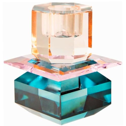 C'EST BON | Kristallhalter | Kerzenhalter | Petrol, pink, pfirsich | 8,5 x 7 x 7 cm von C'EST BON