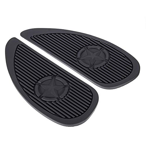C-FUNN 1 Paar Motorrad-Tankdeckel-Pad-Schutz für Cafe Racer, Gummi, Aufkleber, universal, Schwarz von C-FUNN