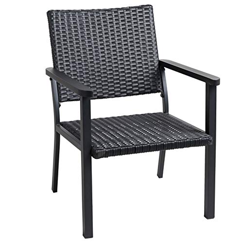 C-Hopetree Outdoor-Lounge-Sessel für Außenterrassen-Veranda, Metallrahmen, Schwarz, All Weather Wicker von C-Hopetree