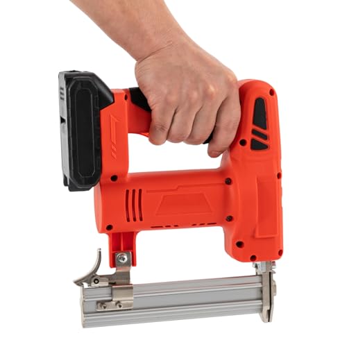 2-in-1 Akku Tacker Nagelpistole 21V Akku Nagler Elektrotacker Nagelpistole mit Akku und Ladegerät, Ideal für Dekoration, Möbelbau (Rot) von C-Juzarl
