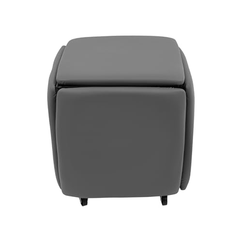 C-Juzarl 5 in 1 Sofahocker, Sitzhocker-Set mit Rollen, Leder Stapelbarer Fußhocker und Ankleidestuhl für Wohn- oder Esszimmer, Beweglich Sitzwürfel (Grau) von C-Juzarl