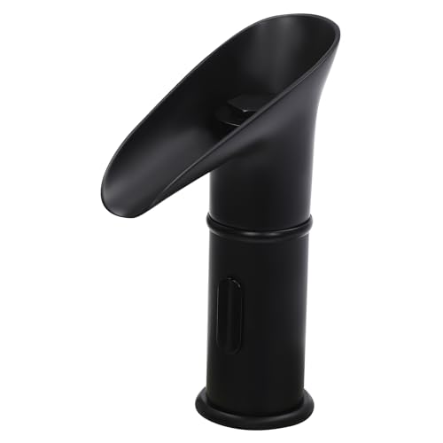 C-Juzarl Automatische Wasserhahn Bad mit Sensor, Induktion Badarmatur Berührungslos Wasserhahn Wasserfall-Waschbecken Touchless Tap für Küchen, Bäder (Schwarz) von C-Juzarl