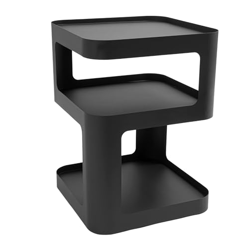 C-Juzarl Beistelltische, Moderner Nachttisch, 3-stufiger Nachtschrank für Wohnzimmer, Schlafzimmer, kein Zusammenbau erforderlich, 40x40x50cm (Schwarz) von C-Juzarl