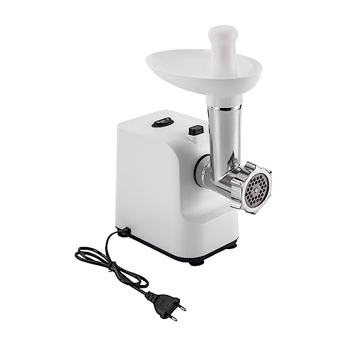 C-Juzarl Fleischwolf Elektrisch Edelstahl Wurstaufsatz 3 Edelstahl Loch-Scheiben (3, 5, 7mm), mit Wurstfüller, Durchlaufschnitzler (Weiß) von C-Juzarl