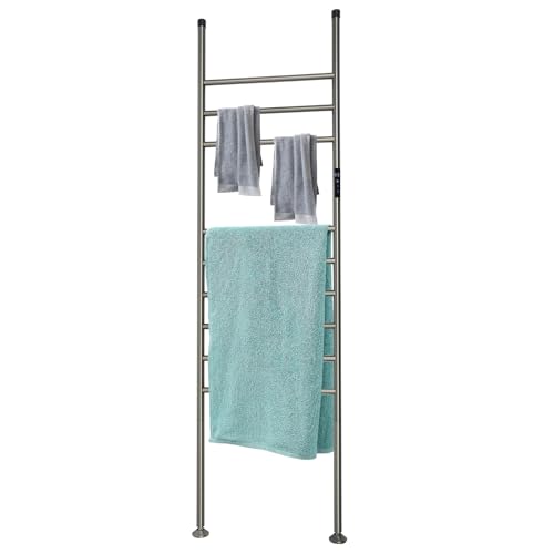 C-Juzarl Freistehend Handtuchheizkörper Elektrisch, 150W Handtuchwärmer 45-70℃ Handtuchtrockner Elektrisch Badheizkörper für Bad (Grey) von C-Juzarl