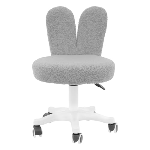C-Juzarl Homeoffice-Stuhl, Drehbar Schminkstuhl aus Fleece, Schreibtischstuhl, Schaumstoffpolsterung, Kosmetikstuhl für Arbeitszimmer, Schlafzimmer (Grau) von C-Juzarl