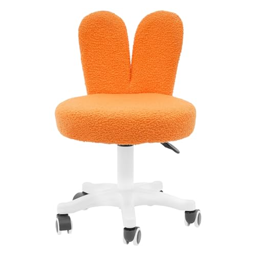 C-Juzarl Homeoffice-Stuhl, Drehbar Schminkstuhl aus Fleece, Schreibtischstuhl, Schaumstoffpolsterung, Kosmetikstuhl für Arbeitszimmer, Schlafzimmer (Orange) von C-Juzarl