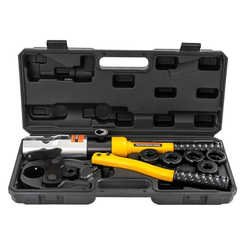 C-Juzarl Hydraulische Presszange, Rohrpresszange mit M-Kontur, Presswerkzeug M-Kontur 12-28 Set mit 360° drehbarem Kopf, 10T (Gelb) von C-Juzarl