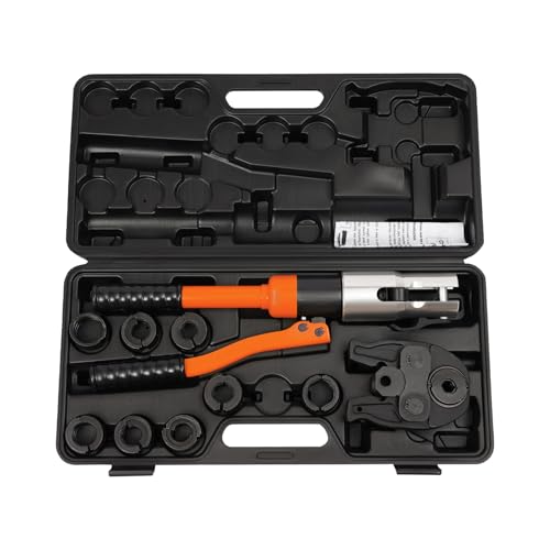 C-Juzarl Hydraulische Presszange, Rohrpresszange mit V-Kontur und U-Kontur, 360° drehbares Crimpzange-Pressset V12 V15 V18 V22 V28 Und U16 U20 U25 U32, 10T (Orange) von C-Juzarl