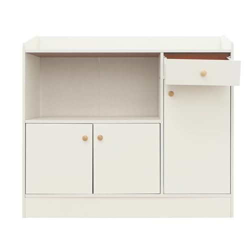 C-Juzarl Küchenschrank mit Arbeitsplatte Sideboard 90x30x80cm Buffetschrank mit 3 türen 1 Schubladen Küchenbuffet für Küche Esszimmer Wohnzimmer (Wärmeweiß) von C-Juzarl
