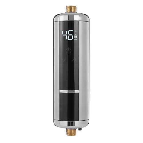 C-Juzarl Mini Durchlauferhitzer 220V 30-52°C Elektrische Wassererhitzer, Mini Warmwasserbereiter 3500W mit LED-Anzeige, für Küchen, Waschbecken (Silber) von C-Juzarl