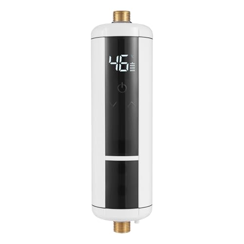 C-Juzarl Mini Durchlauferhitzer 220V 30-52°C Elektrische Wassererhitzer, Mini Warmwasserbereiter 3500W mit LED-Anzeige, für Küchen, Waschbecken (Weiß) von C-Juzarl