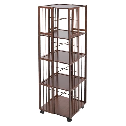 C-Juzarl Mobiles Bücherregal 5 Etagen Standregal, Freistehendes Regal, Lagerregal Offene Ablagen für Wohnzimmer, Schlafzimmer, Büro (Braun) von C-Juzarl