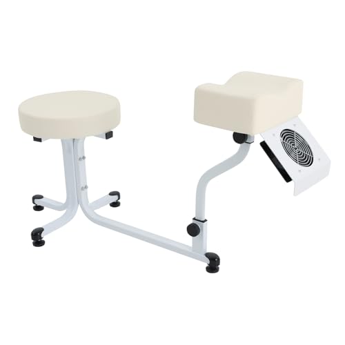 C-Juzarl Pediküre Hocker mit Fußstütze, Pedikürehocker Fußpflegestuhl mit Absaugung Pediküre Fußstütze für Heim Salon Spa Massage Nagelstudio, Tragfähigkeit 100kg (Weiß) von C-Juzarl