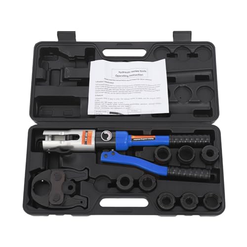 C-Juzarl Rohrpresszange Hydraulisch 10T Presszange mit V-Kontur und U-Kontur, Crimpzange Presswerkzeug TH-Kontur 16-32 und U-Kontur 16-32mm Set (Blau) von C-Juzarl