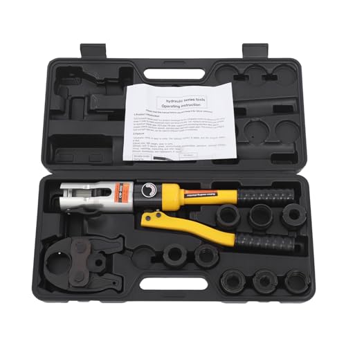 C-Juzarl Rohrpresszange Hydraulisch 10T Presszange mit V-Kontur und U-Kontur, Crimpzange Presswerkzeug TH-Kontur 16-32 und U-Kontur 16-32mm Set (Gelb) von C-Juzarl