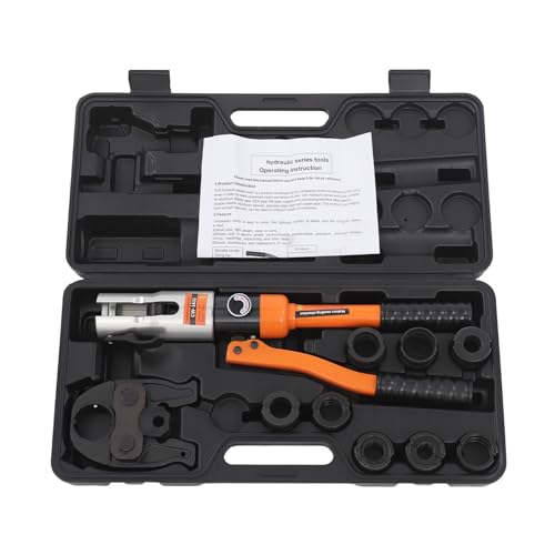 C-Juzarl Rohrpresszange Hydraulisch 10T Presszange mit V-Kontur und U-Kontur, Crimpzange Presswerkzeug TH-Kontur 16-32 und U-Kontur 16-32mm Set (Orange) von C-Juzarl