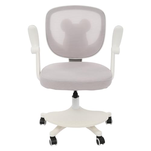 C-Juzarl Schreibtischstuhl Ergonomischer, 220lbs, Kinder Jugendstuhl mit Fußablage, Sitztiefe einstellen, Verstellbare Armlehnen, Bürostuhl für Erwachsene Jugendliche (Hellgrau) von C-Juzarl