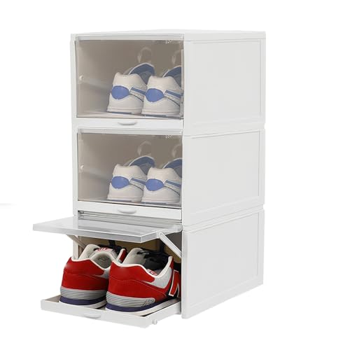 C-Juzarl Schuhboxen Stapelbar mit Transparent Deckel,Schuhbox PP 3Stück, Shoe box, Schuhkarton, Shoe Storage Für Schuhe, Kleinteile, Größe 33x26x18cm von C-Juzarl