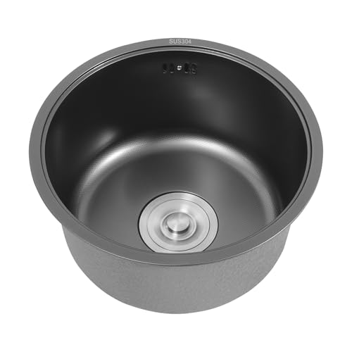 C-Juzarl Spüle Rund Edelstahl Einbauspüle Spülbecken Rundspüle mit Deckel, Edelstahlspüle Campingspüle für Küche Bar Restaurant (36 * 19cm) von C-Juzarl